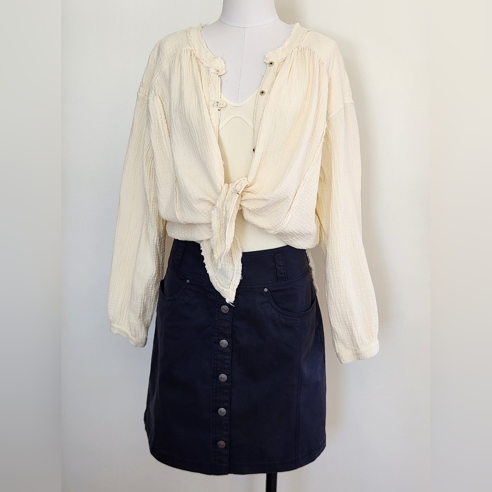 NWT || AVENTURA || Navy Blue Button Down Cotton Skirt Mini Sz 6
